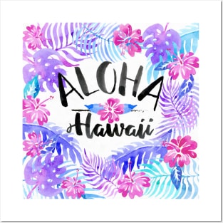 Aloha Hawaii Tropical Fern Watercolor Posters and Art